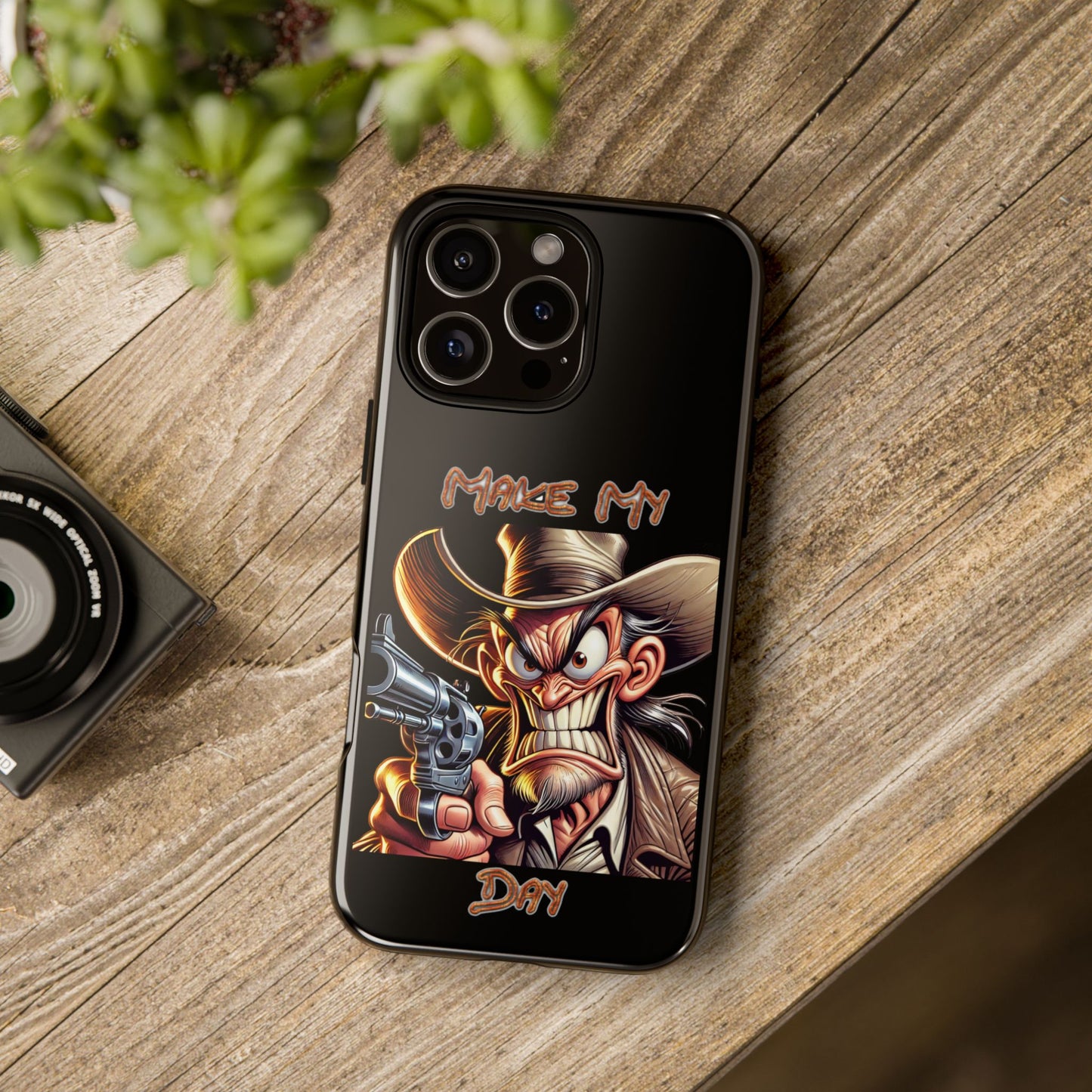 Phone Case - 'Make My Day' Cowboy Revolver Graphic Protective Case