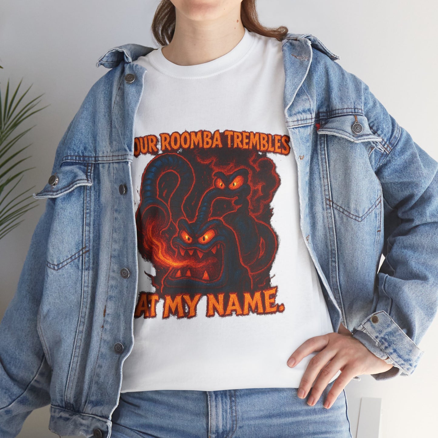 Your Roomba Trembles At My Name T-Shirt | Demon Cat Illustration