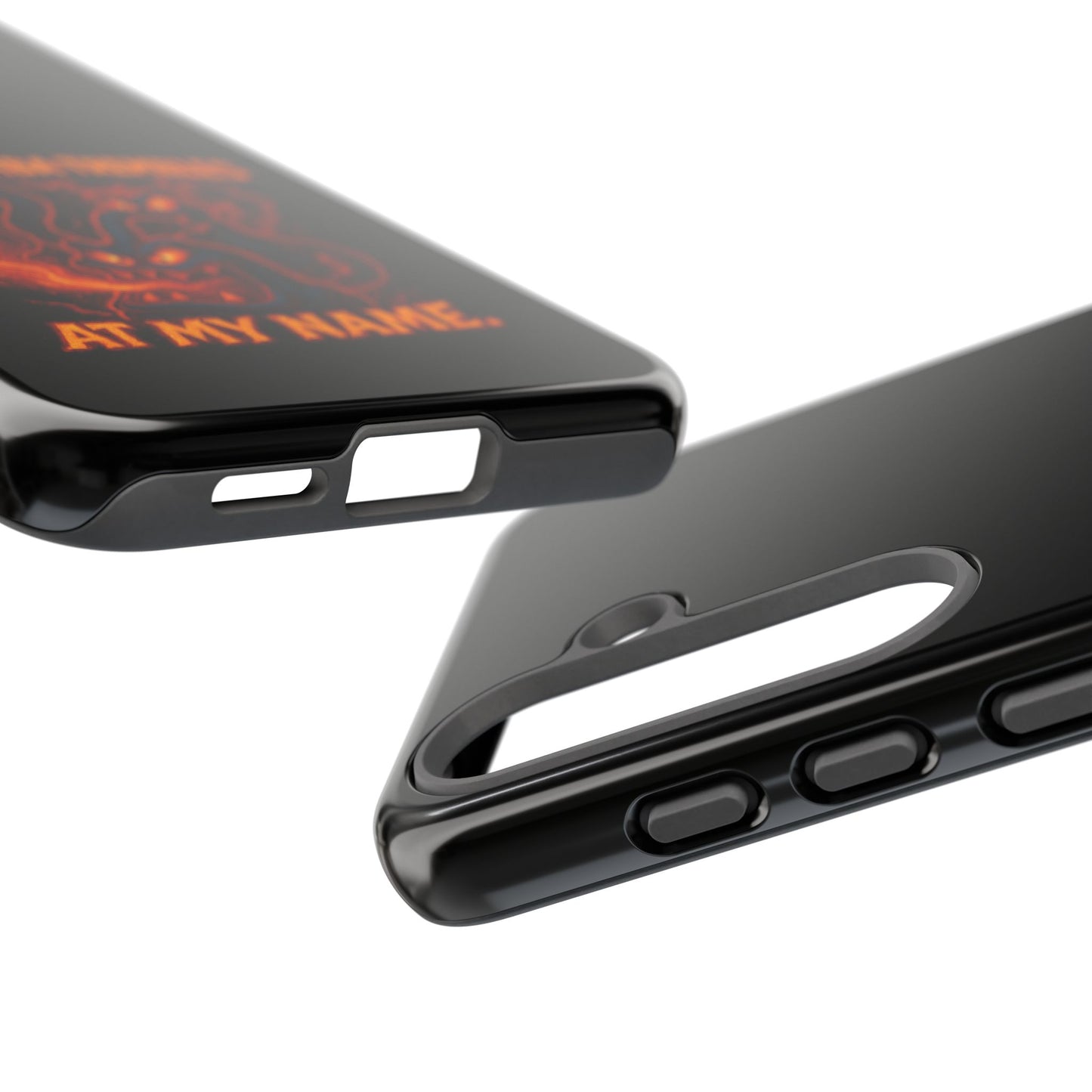 Phone Case — "Your Roomba Trembles at My Name" Fiery Cat Design