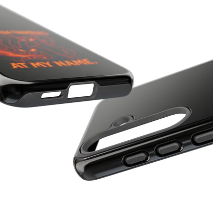 Phone Case — "Your Roomba Trembles at My Name" Fiery Cat Design