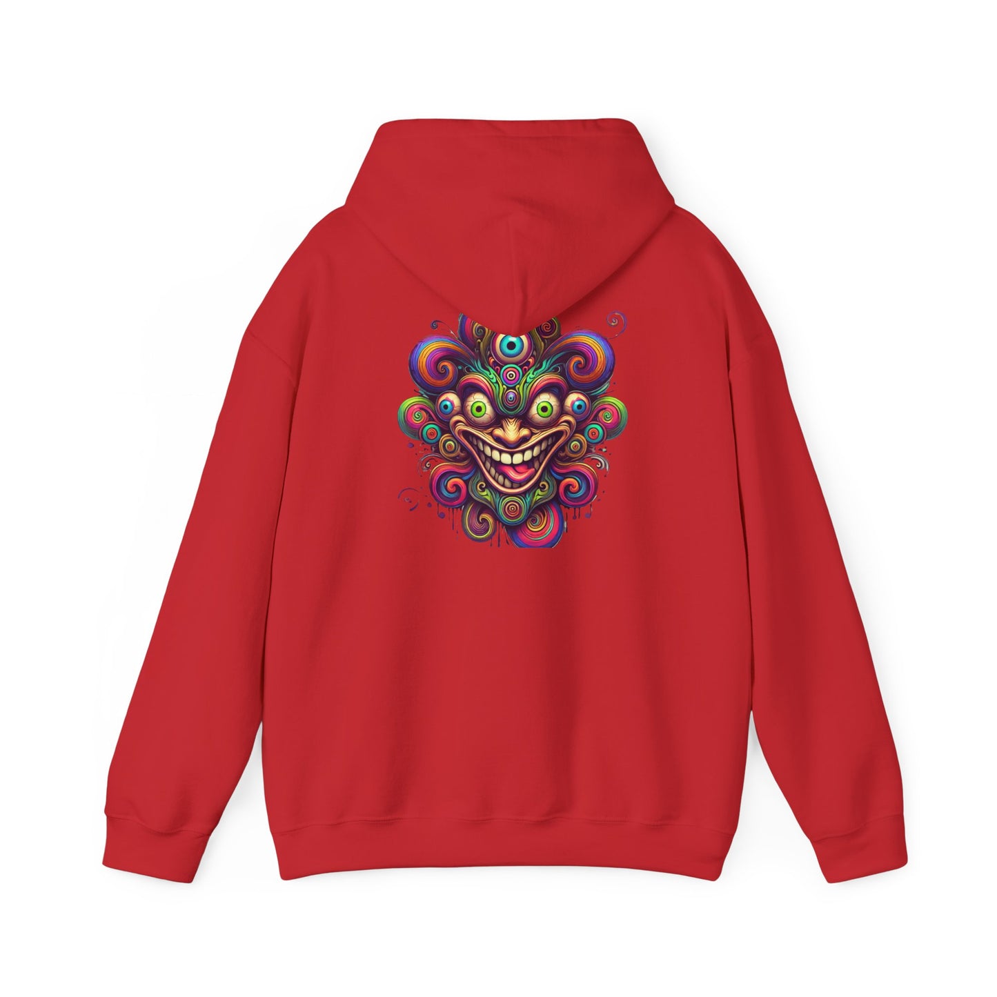 Psychedelic Smiling Jester Hoodie – Colorful Trippy Festival Sweatshirt