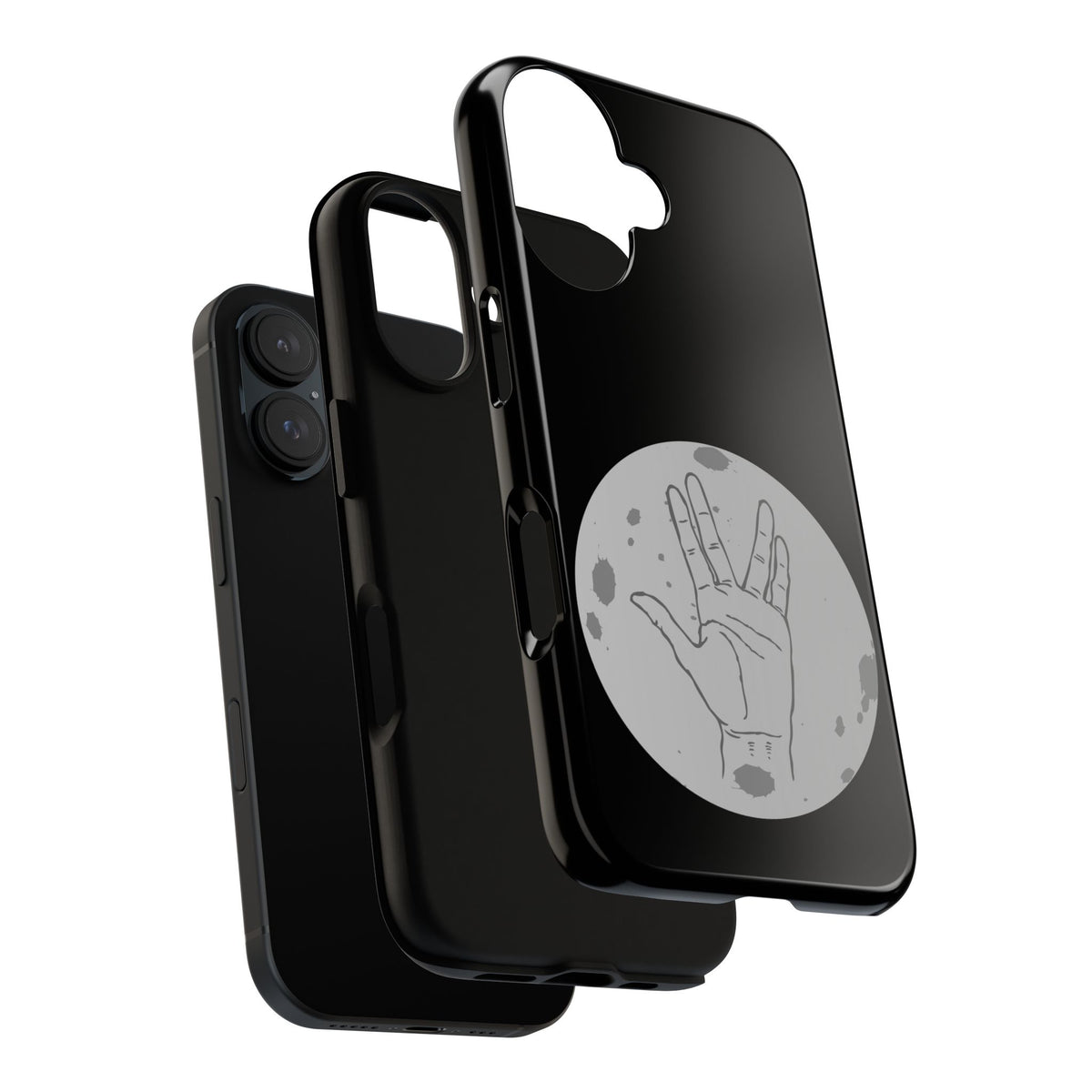 Spock Live Long Phone Case — Vulcan Salute Moon Graphic