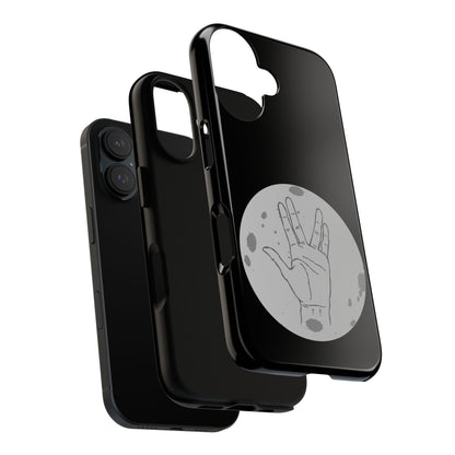 Spock Live Long Phone Case — Vulcan Salute Moon Graphic