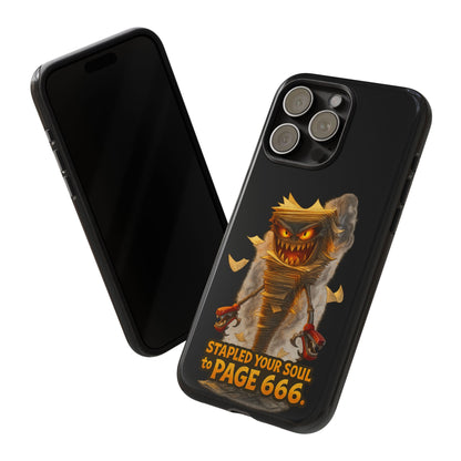 Phone Case — Halloween Mummy Creature “Stapled Your Soul to Page 666” Horror Design