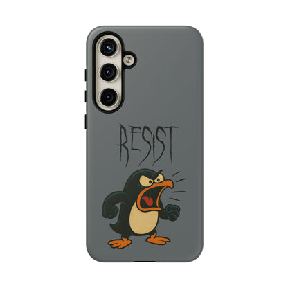 Resist Angry Penguin Phone Case — Protective iPhone Case with Bold Cartoon Design