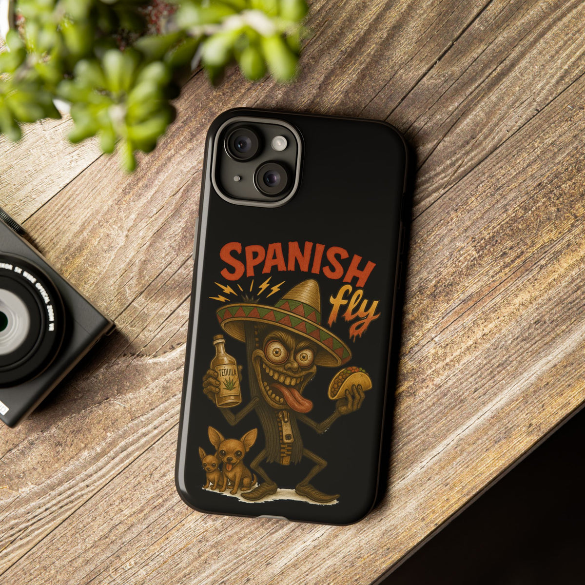 Spanish Fly Tough Phone Case — Retro Skull Sombrero Design