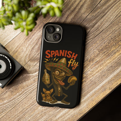 Spanish Fly Tough Phone Case — Retro Skull Sombrero Design