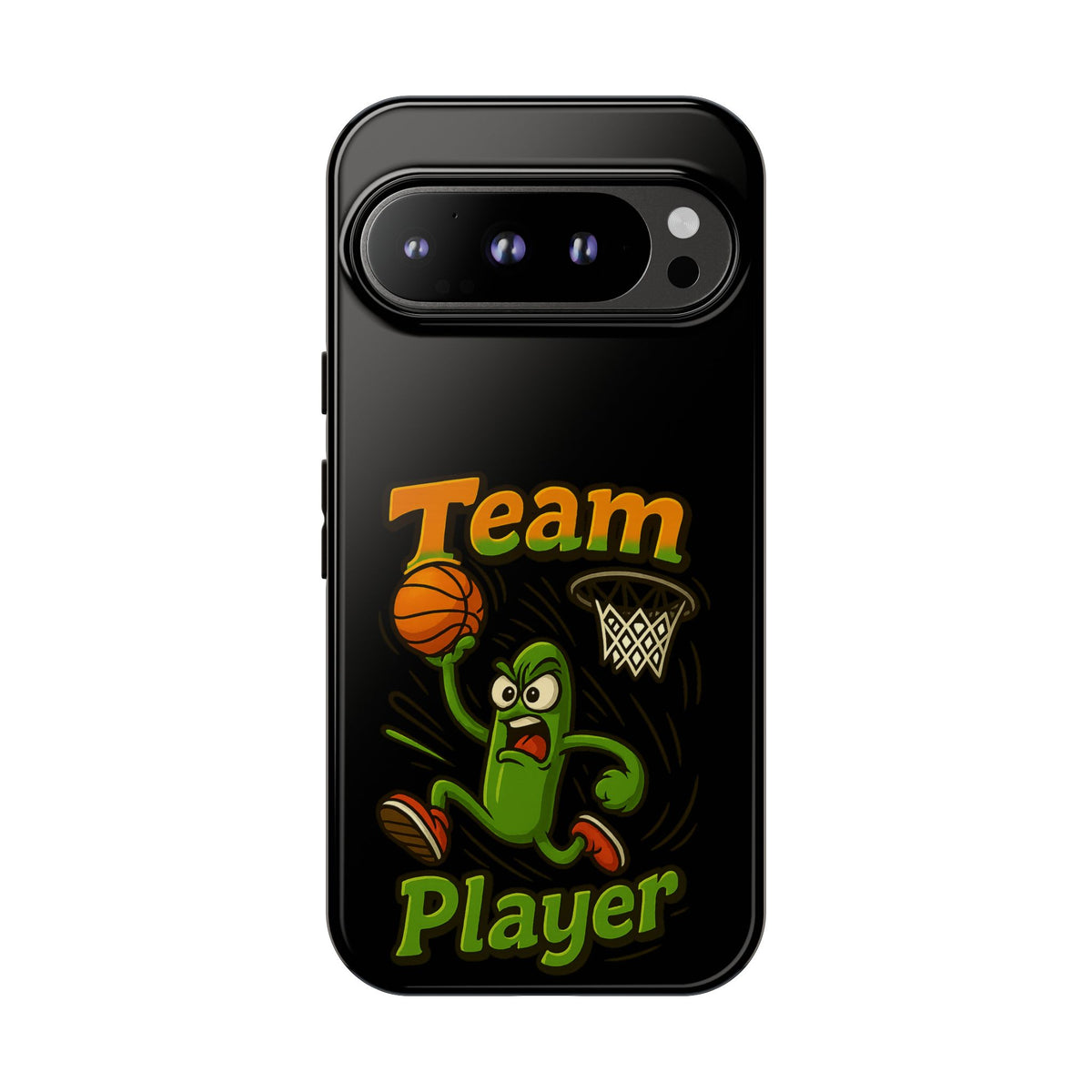 Team Player Basketball Phone Case — Cute Cartoon Pickle Dunk Phone Cover