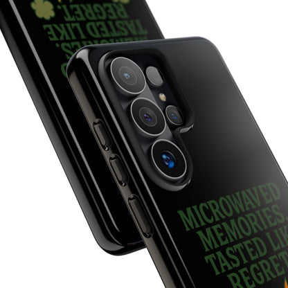 Microwaved Memories Phone Case — 'Microwaved Memories. Tasted Like Regret.' Retro Fire Design