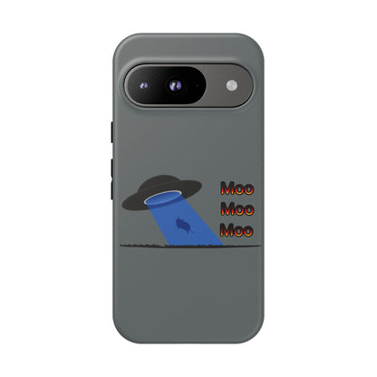 Phone Case — Funny UFO Cow Abduction Design with “Moo Moo Moo”