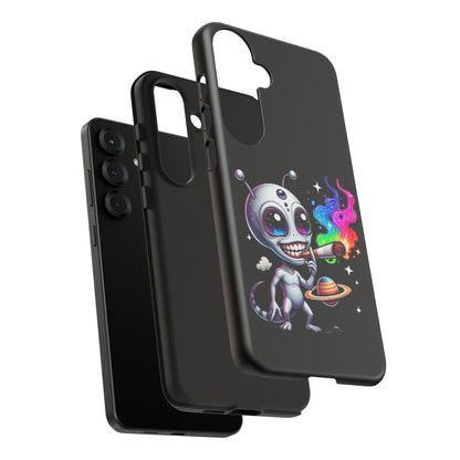 Alien Smoking Rainbow Galaxy Phone Case — Cute Cosmic Art Tough Case