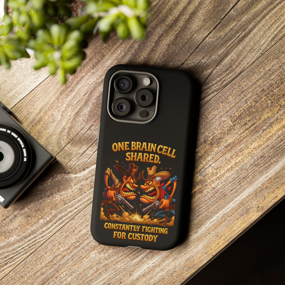 Phone Case — 'One Braincell Shared, Constantly Fighting for Custody' Funny Rivalry Cartoon
