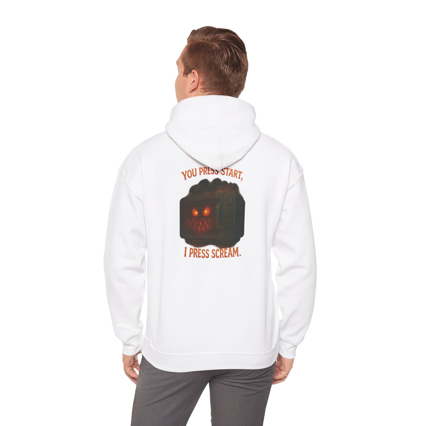 Spooky Hoodie — "You Press Start, I Press Scream" Halloween Sweatshirt