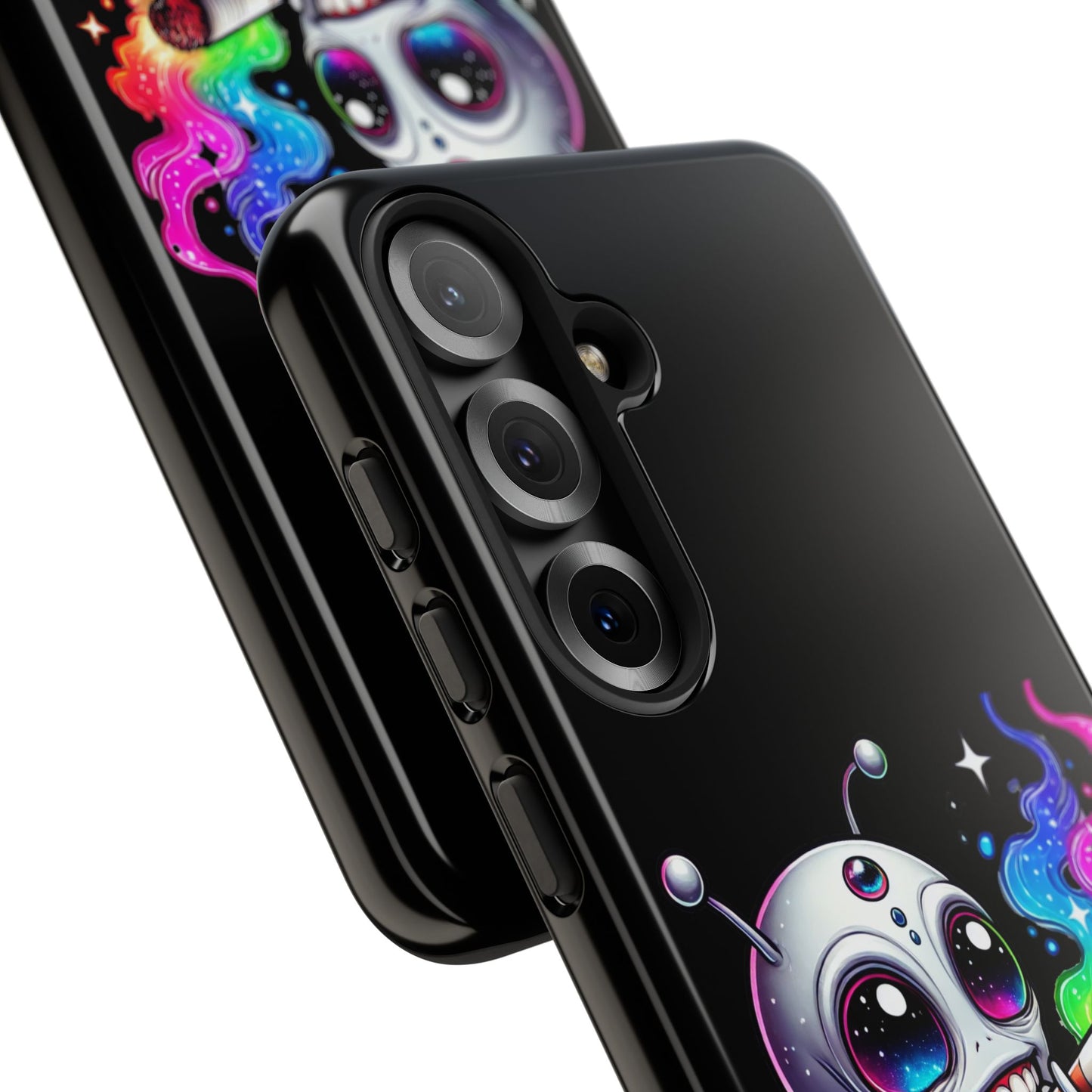 Alien Smoking Rainbow Galaxy Phone Case — Cute Cosmic Art Tough Case