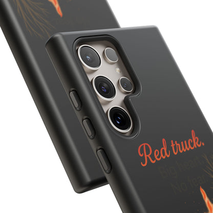 Phone Case — 'Red truck' Fire Truck Design, Vintage Firefighter Gift