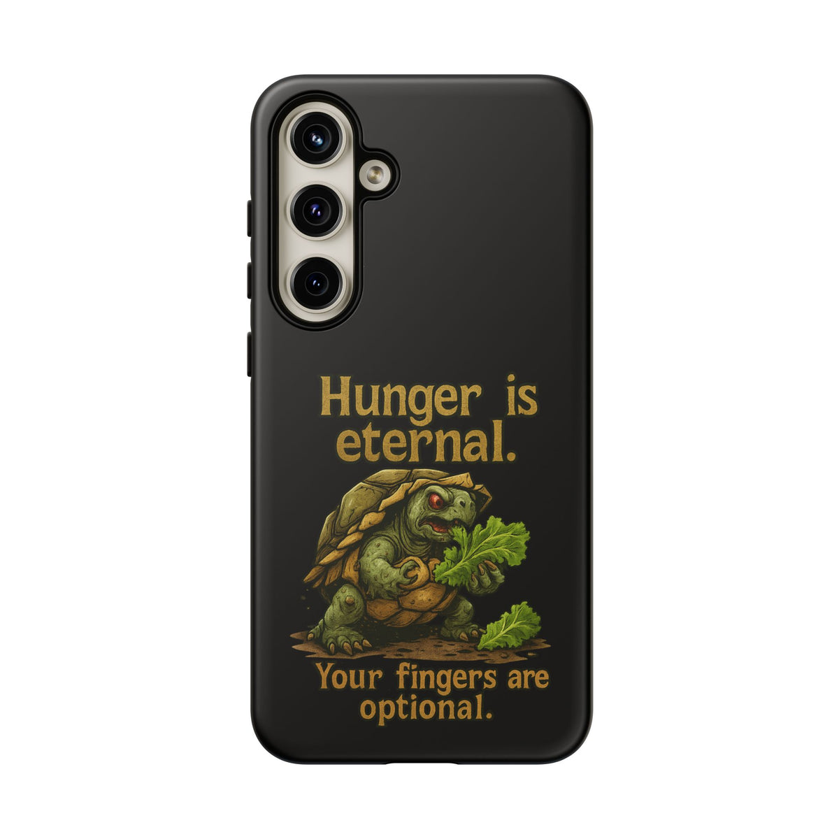 Phone Case — 'Hunger Is Eternal, Your Fingers Are Optional' Turtle Snack Graphic