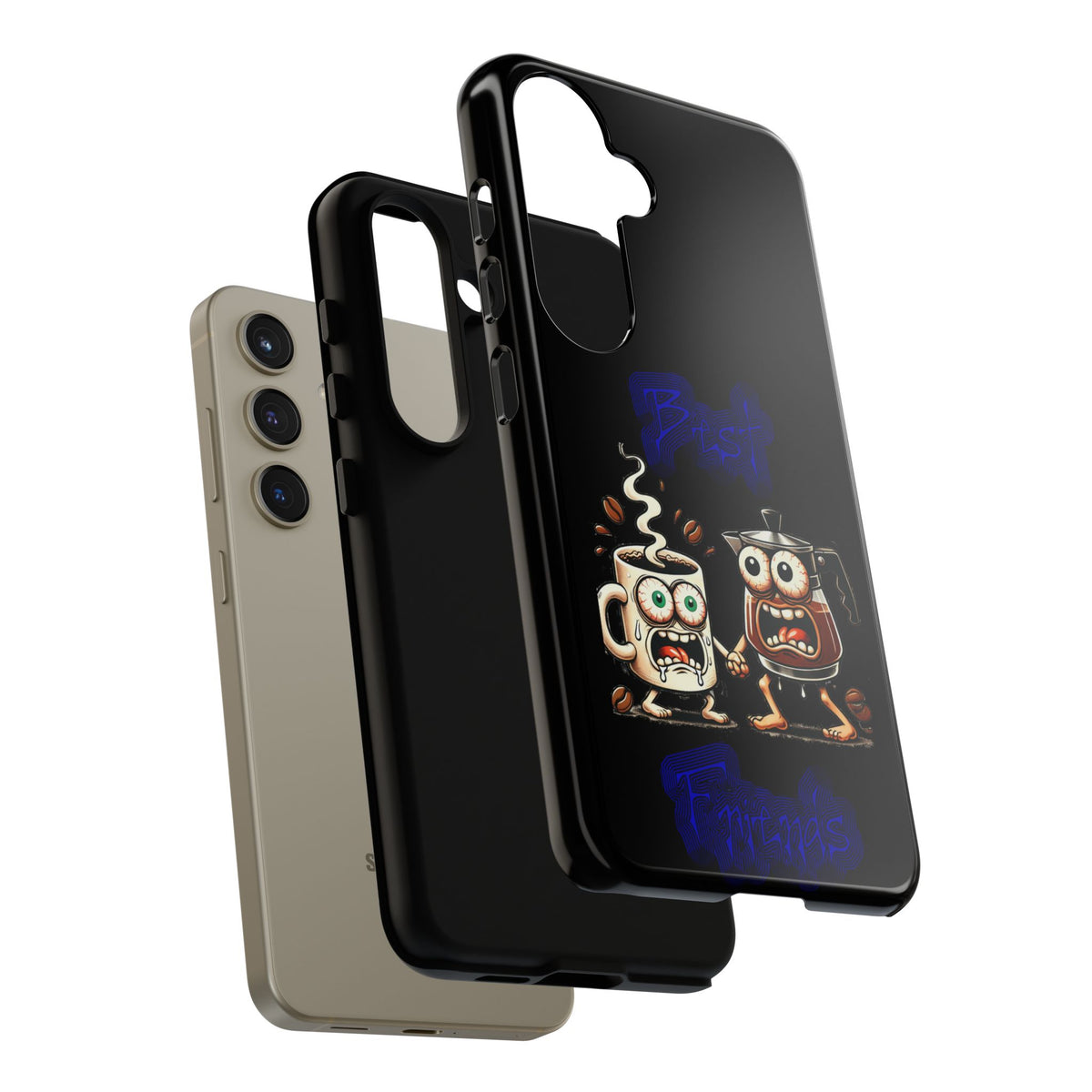 Coffee & Tea Fight Phone Case — Funny Kawaii Beverage Cartoon Tough Cases