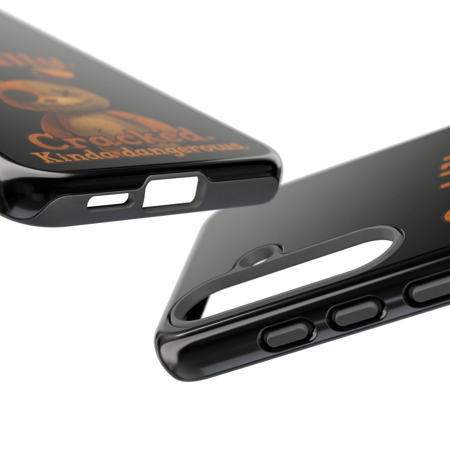 Phone Case — "Cuddly. Cracked. Kinda Dangerous." Cute Creepy Bunny Protective Case