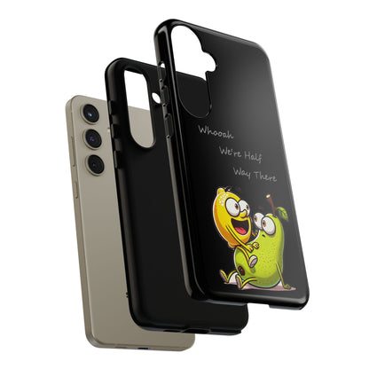 Phone Case - Playful Pear & Lemon Illustration with “Whooah We're Half Way There”