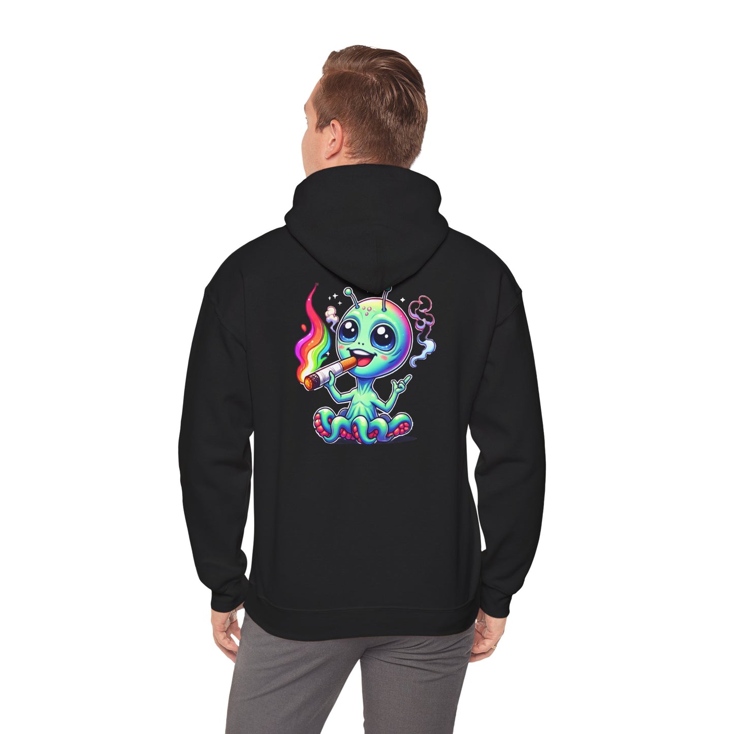 Alien Octopus Hoodie — Cute Rainbow-Smoking Space Creature Sweatshirt