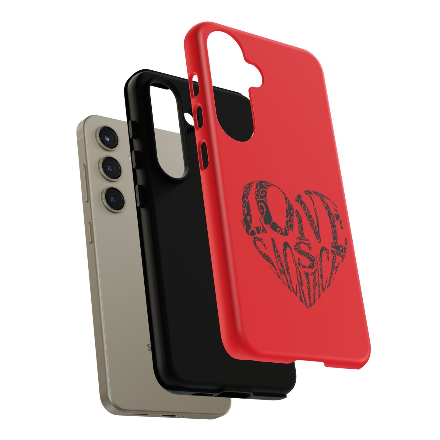Red 'Love Justice' Heart Phone Case — Protective iPhone Cover, Valentine’s Gift