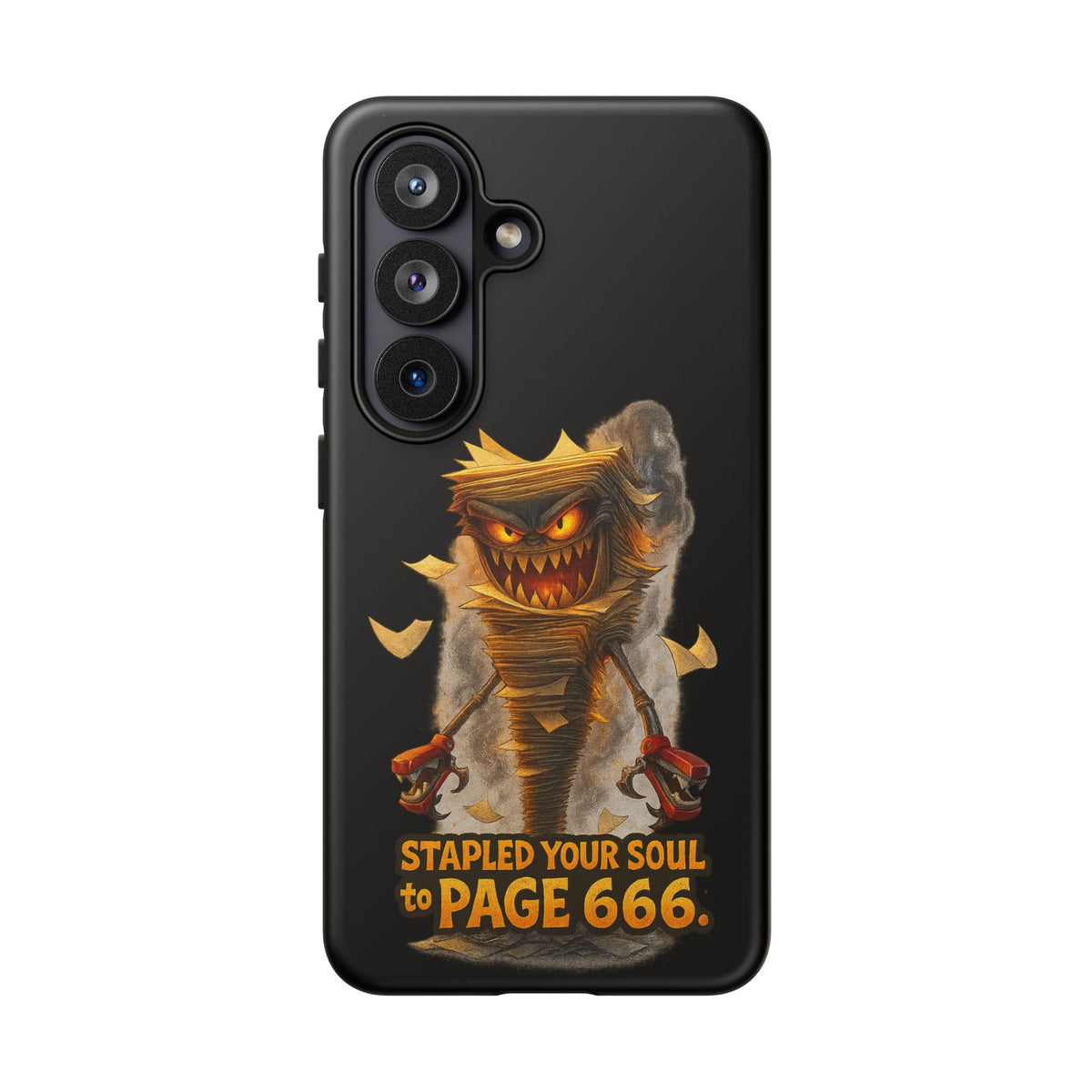 Phone Case — Halloween Mummy Creature “Stapled Your Soul to Page 666” Horror Design