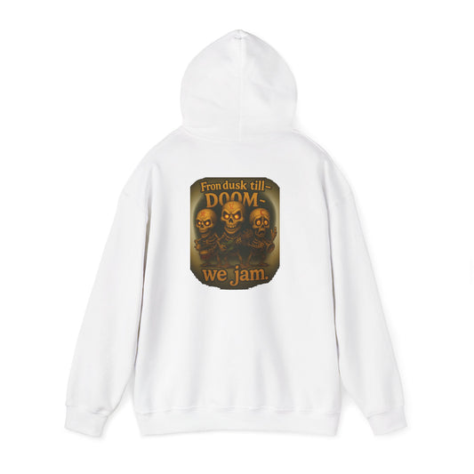 Doomsday Skull Band Hoodie - "we jam." Graphic Hooded Sweatshirt