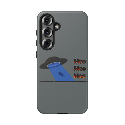Phone Case — Funny UFO Cow Abduction Design with “Moo Moo Moo”
