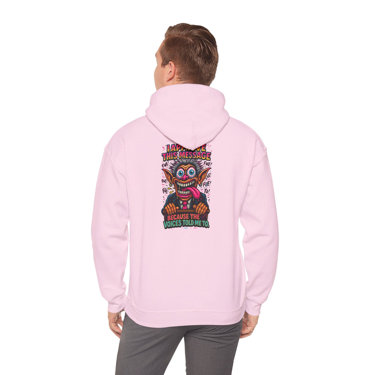Hoodie — "I Did This Because the Voices Told Me to" Retro Horror Graphic
