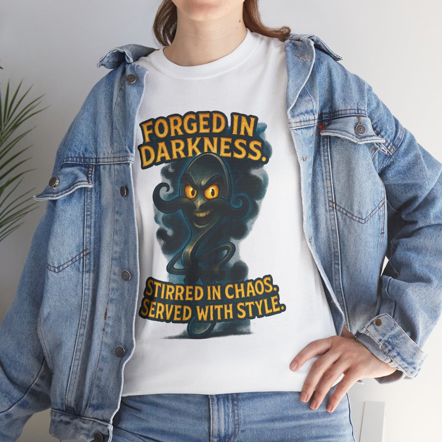 Forged in Darkness cat spirit T-Shirt | Stirred in Chaos illustrated tee