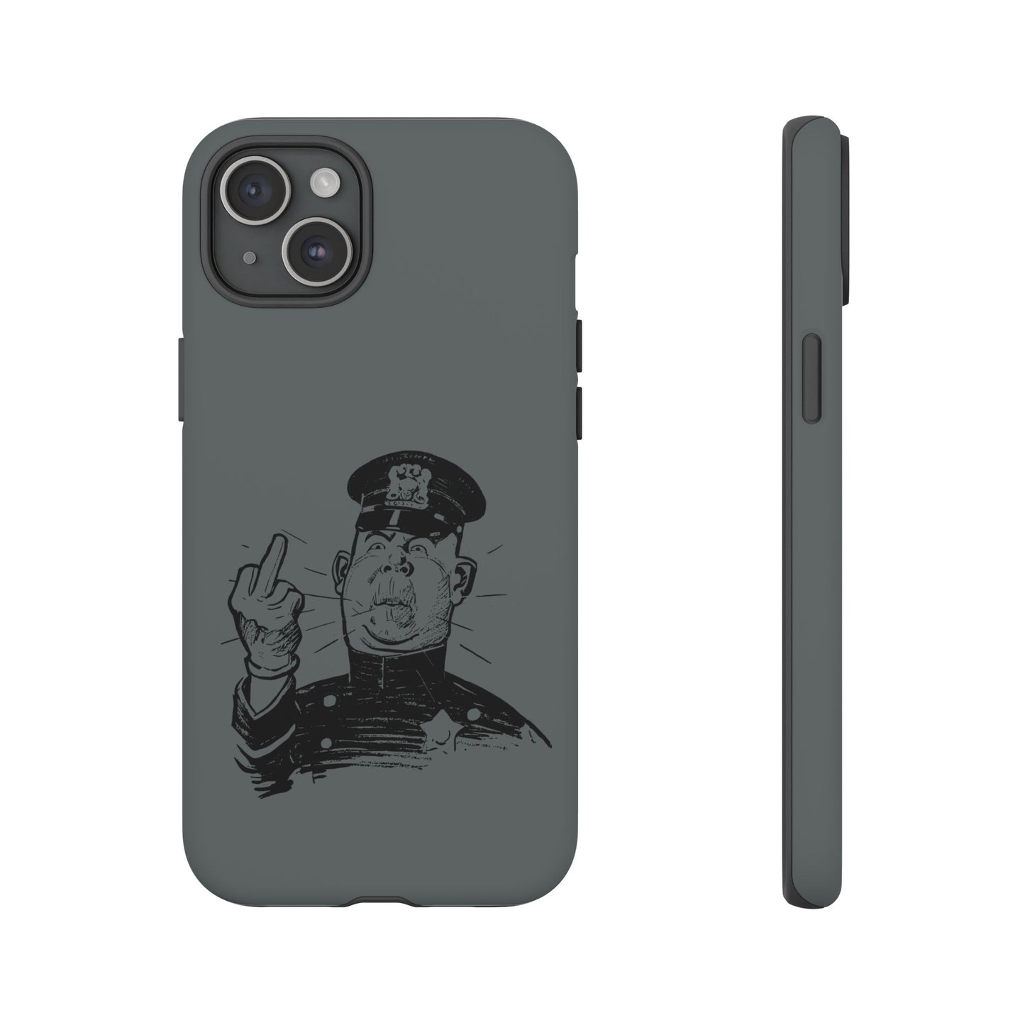 Vintage Cop Middle Finger Phone Case — Edgy Retro iPhone Protective Cover