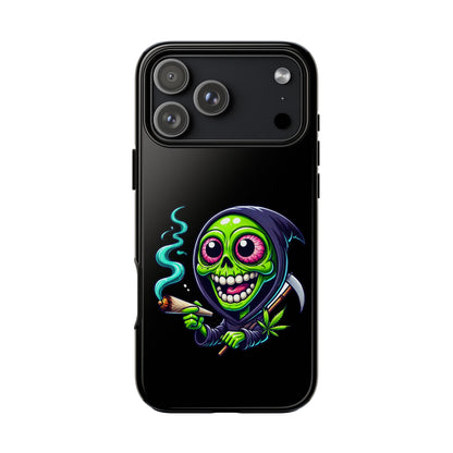 Grinning Stoner Grim Reaper Phone Case – Cannabis Skull iPhone Cover