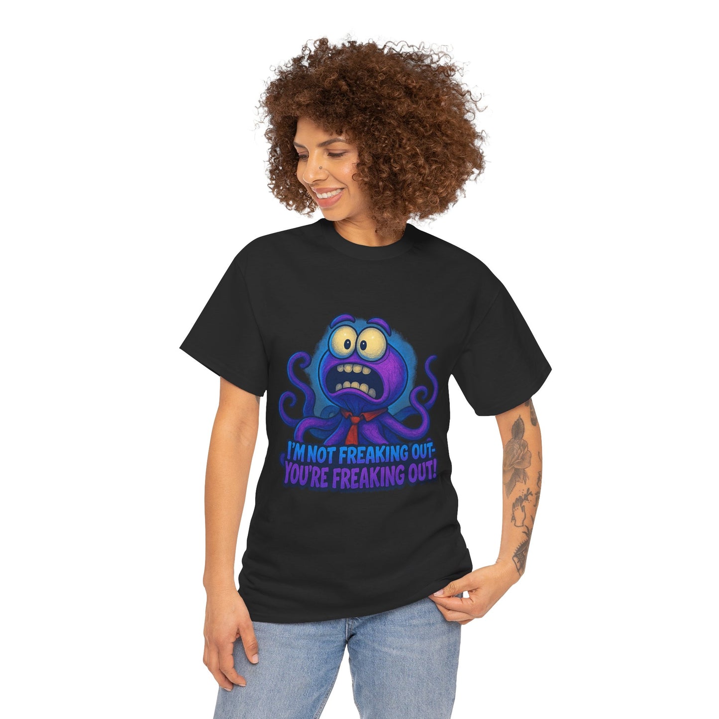 Panicked Octopus I'm Not Freaking Out Tee | Funny Creature Shirt