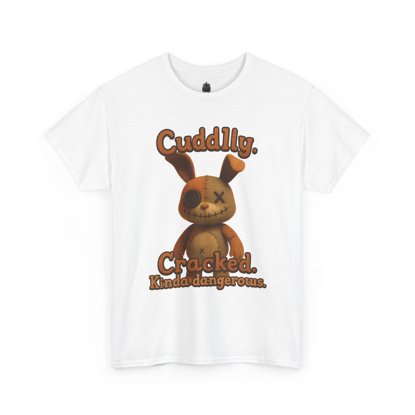 T‑Shirt — "Cuddly. Cracked. Kinda dangerous." Distressed Bunny Graphic Tee
