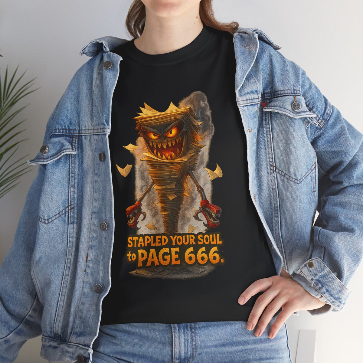 Stapled Your Soul to Page 666 T-Shirt | Demon Book Horror Tee