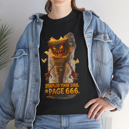 Stapled Your Soul to Page 666 T-Shirt | Demon Book Horror Tee