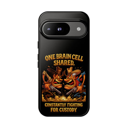 Phone Case — 'One Braincell Shared, Constantly Fighting for Custody' Funny Rivalry Cartoon