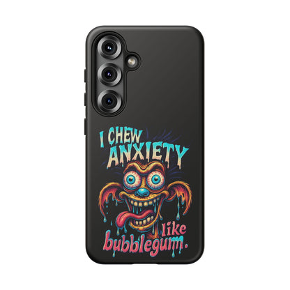 Phone Case — "I Chew Anxiety Like Bubblegum" Retro Monster Design