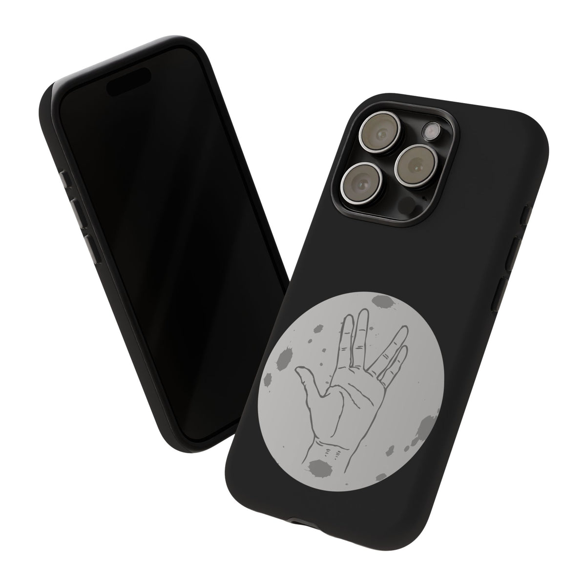 Spock Live Long Phone Case — Vulcan Salute Moon Graphic