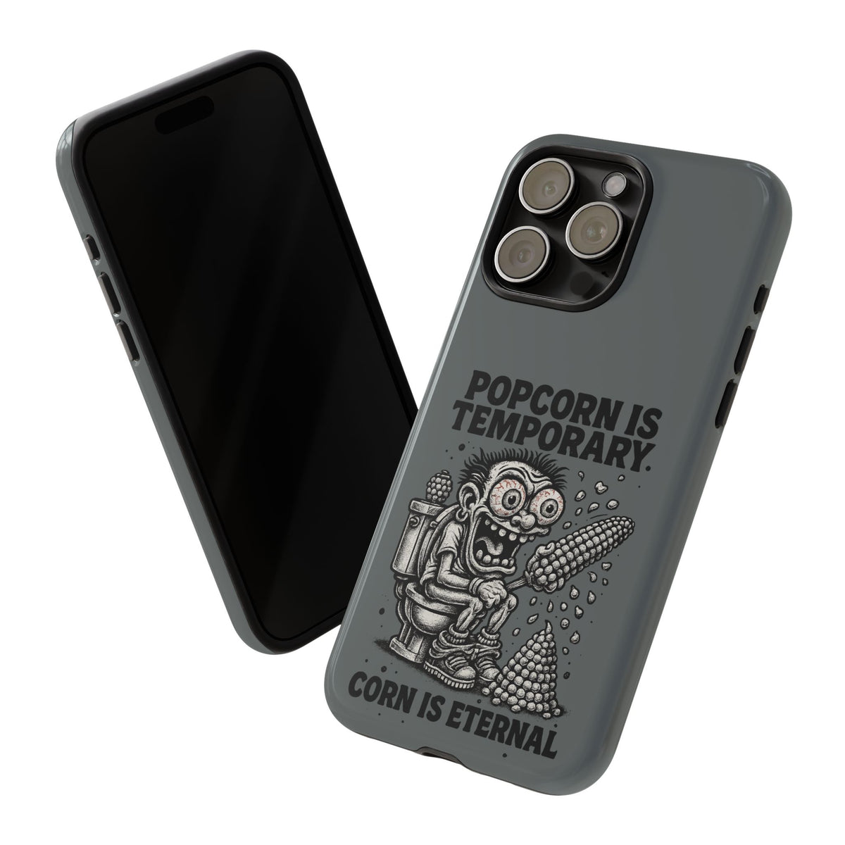 Phone Case — "Popcorn Is Temporary, Corn Is Eternal" Retro Zombie Corn Design