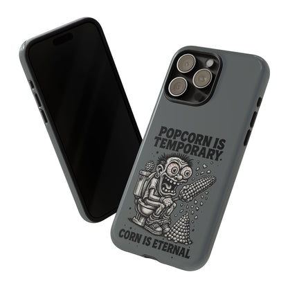 Phone Case — "Popcorn Is Temporary, Corn Is Eternal" Retro Zombie Corn Design
