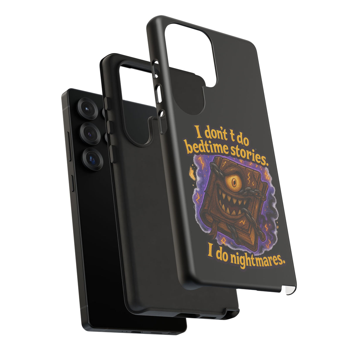 Phone Case — "I Don't Do Bedtime Stories, I Do Nightmares" Horror Book Design