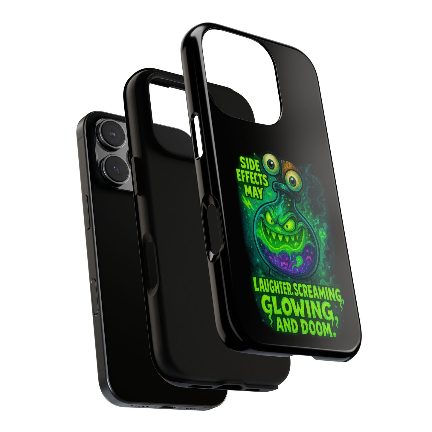 Phone Case — 'Side Effects May Include Laughter, Screaming, Glowing, and Doom' Neon Monster