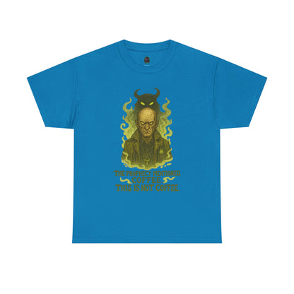 Prophecy Mentioned Coffee Illustration Tee | Funny Demon Barista Shirt
