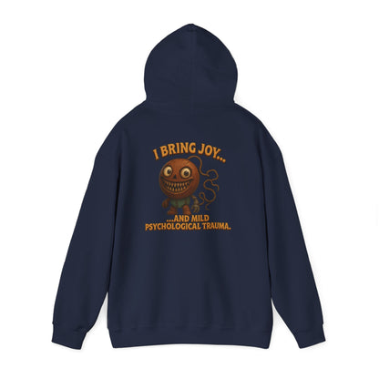 Hoodie — "I Bring Joy" Creepy Candy Character Graphic Pullover