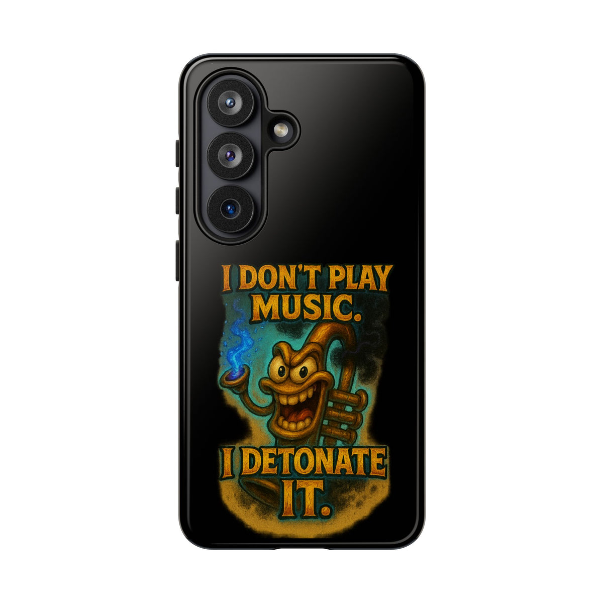 Phone Case — "I Don't Play Music. I Detonate It." Cartoon Bomb Graphic