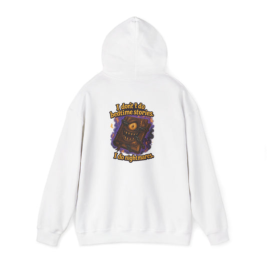 Nightmare Book Hoodie — "I Read Bedtime Stories, I Do Nightmares" Graphic Hoodie
