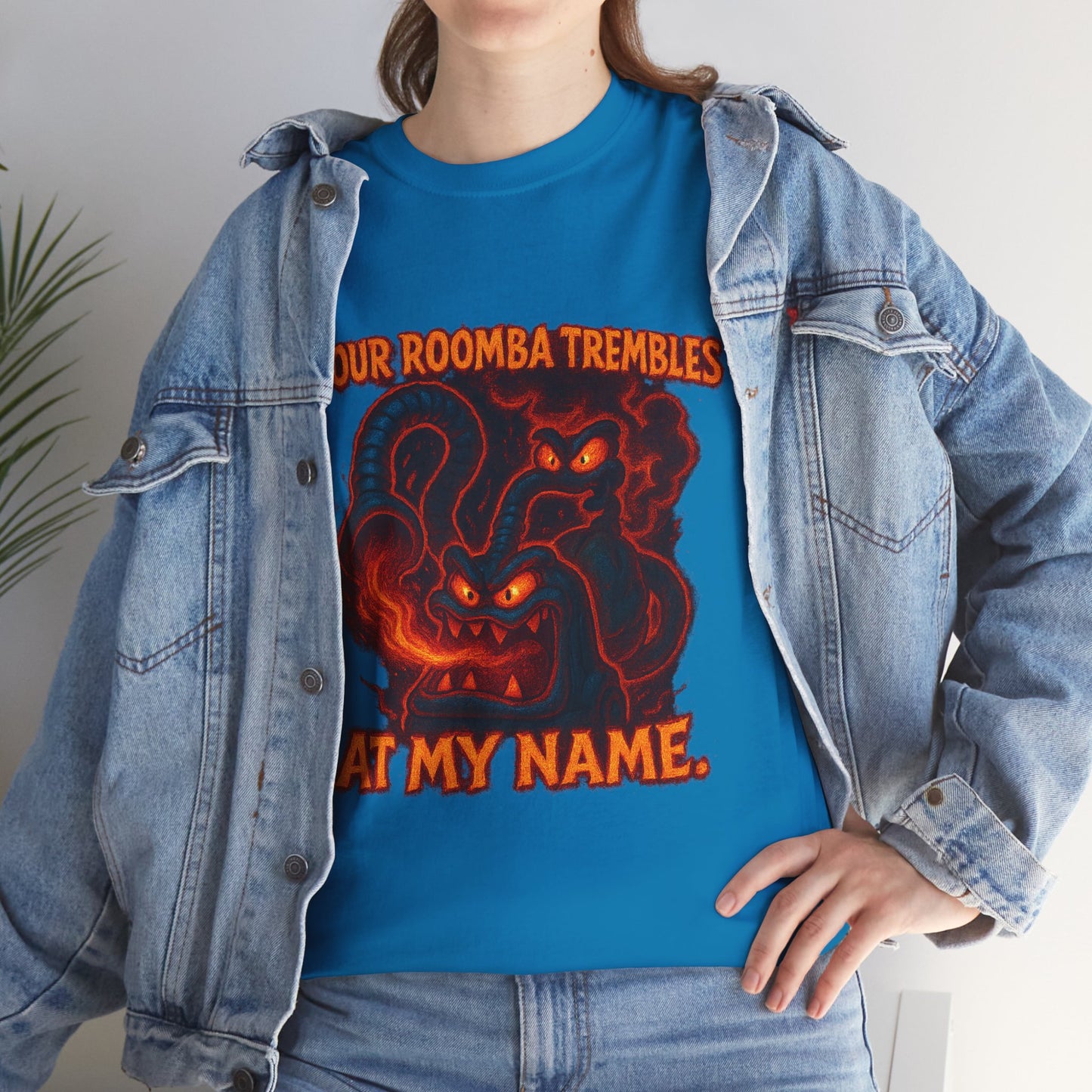 Your Roomba Trembles At My Name T-Shirt | Demon Cat Illustration