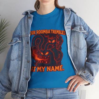 Your Roomba Trembles At My Name T-Shirt | Demon Cat Illustration