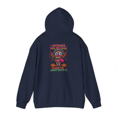 Hoodie — "I Did This Because the Voices Told Me to" Retro Horror Graphic